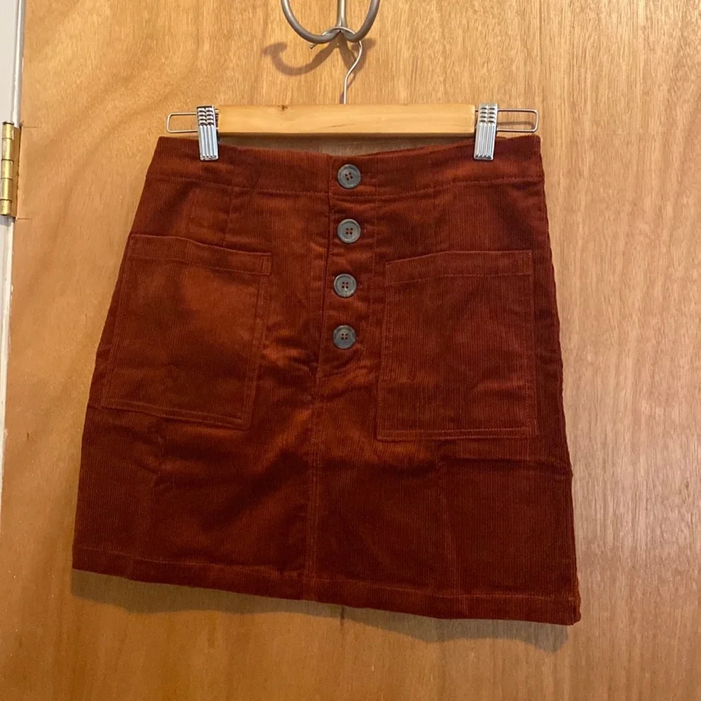 NWOT rust corduroy mini skirt - Picture 1 of 4